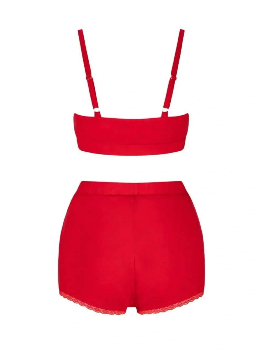 Red Coquette Lace-Trim Loungewear Set - GrlFriday Shop